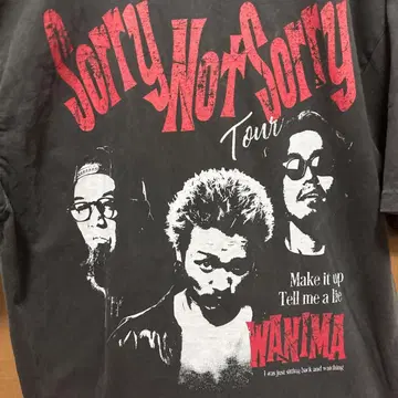 WANIMA sorry not sorry tour 티셔츠 XL 블랙