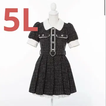 디어마이러브휘핑 썸머 트위드 하트 펄 플리츠 원피스 5L
