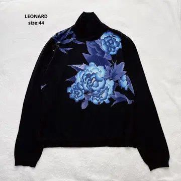 LEONARD 레오나르 꽃무늬 실크 울 하이넥 니트 스웨터