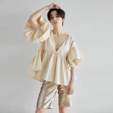 SeaRoomlynn 코튼 캔 브릭 블라우스