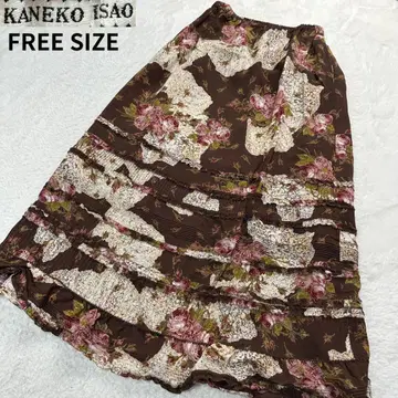 KANEKO ISAO 피코 프릴 스커트 플라워 프린트 FREE SIZE