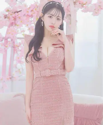 Jewels 비쥬 라메 트위드 프릴 드레스