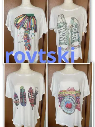 로프트 스키 rovtski 컬러풀한 디자인 반팔 티셔츠 4종 세트