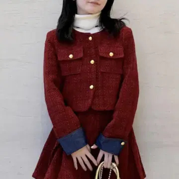 버건디 크롭 자켓