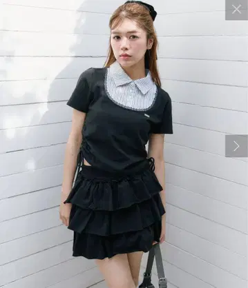 OLIVE des OLIVE 블랙 프릴 스커트 셋업