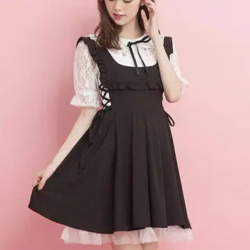 secrethoney 사이드 레이스업 점퍼 드레스