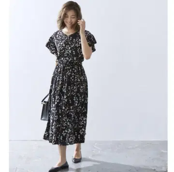 플라스테 프린트 믹스 브라우징 원피스 사이즈 S 블랙