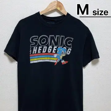 소닉 티셔츠 M 블랙 캐릭터 게임 SEGA USA 구제 의류