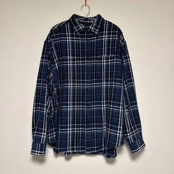 BEAMS HEART 플란넬 셔츠 네이비 체크