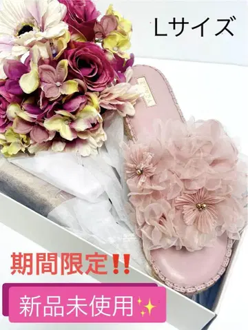 RANDA 스트레스 프리 쉬폰 플라워 뮬 샌들 PINK L 사이즈