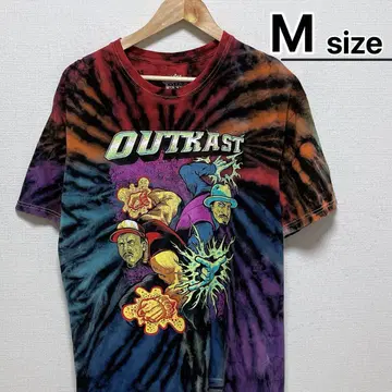 OUTKAST 티셔츠 M 타이다이 패턴 힙합 랩 로고 USA 구제 의류