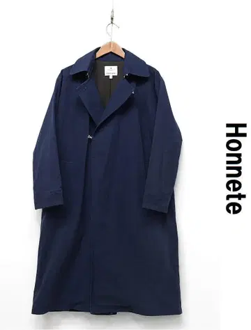 K405/Honnete 스텐카라 코트 롱 코트 린넨 혼방 1 네이비