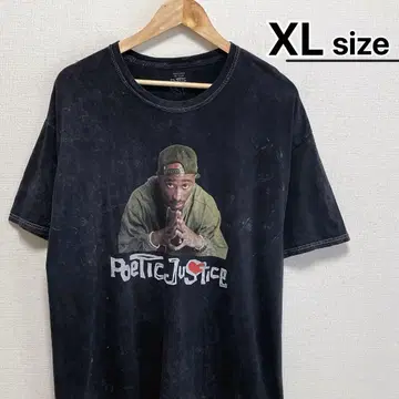 2Pac 티셔츠 XL 블랙 워시 가공 힙합 랩 구제 의류