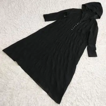 플라주 후디 롱 원피스 셔링 블랙 36
