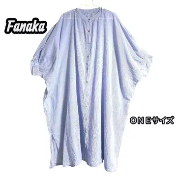 Fanaka 돌먼 롱 셔츠 원피스 스트라이프 인도 면