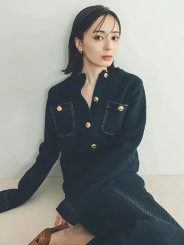 anuans 아뉴앙스 노카라 니트 자켓 네이비 S 사이즈