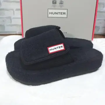 HUNTER 헌터 통굽 샌들 블랙 파일 원단 24cm 시착만 한 상품