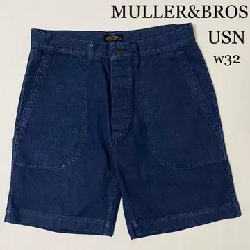 MULLER&BROS US NAVY 데님 팬츠 하프 팬츠 w32 레어