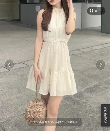홀터넥 개더 미니 플레어 원피스 rienda 택 포함 새상품 M 사이즈