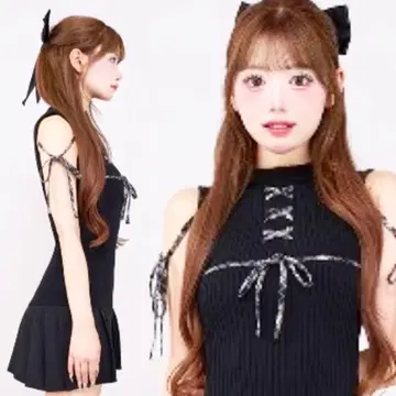 택 포함 새상품 다리치 도킹 레이스업 미니 원피스 FREE