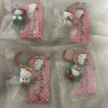 헬로키티 방울 끈 장식 거울 떡, 곰, 사자춤, 마네키네코 & 도미
