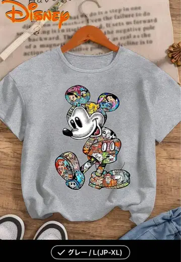 미키마우스 그레이 티셔츠 L (JP-XL)