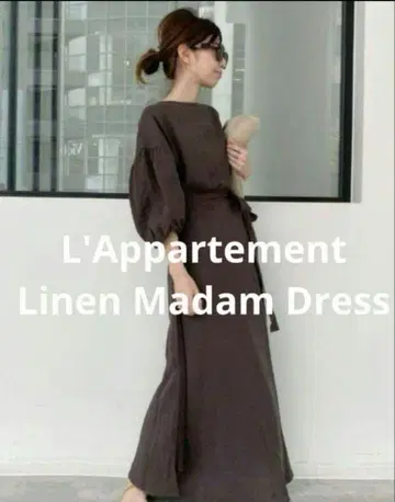 L'Appartement 라빠르망 마담 린넨 드레스 린넨 브라운