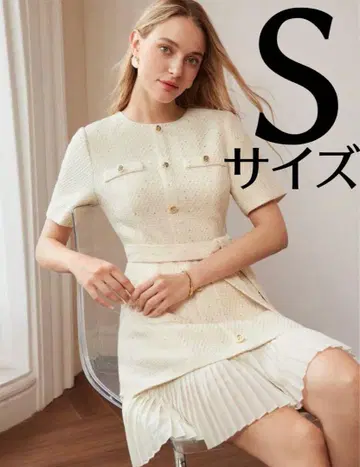SHEIN 쉬인 트위드 반팔 원피스 화이트 S 사이즈 미사용 새상품