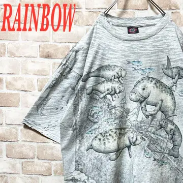 빅 프린트 RAINBOW 티셔츠 FLORIDA 블랙 화이트