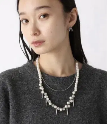 JEANASIS 스터드 펄 목걸이