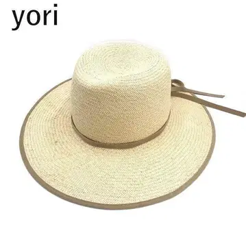 Yori yori 라피아 햇 모자 리본 밀짚모자 천연 소재 베이지 계열