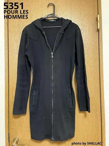 5351 풀옴 컷오프 가공 블랙 롱 후드티