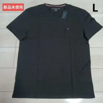 [새상품] TOMMY HILFIGER V넥 반팔 티셔츠 블랙 L