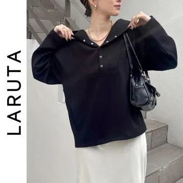 새상품 LARUTA 후드 부착 종이상자 풀오버 라루타 블랙