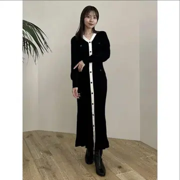 택 포함 새상품 snidel 프론트 버튼 니트 원피스 블랙 머메이드