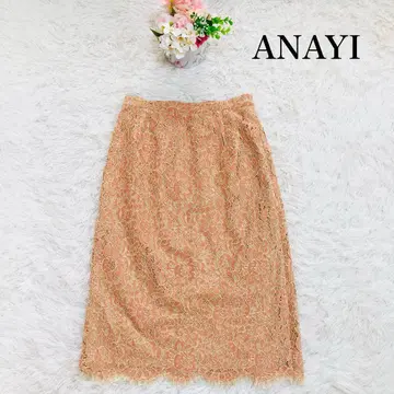 ANAYI 아나이 꽃무늬 올 자수 핑크 베이지 스커트 38