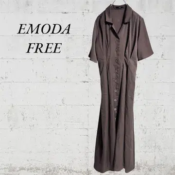 [ EMODA 에모다 ] [ F ] 롱 원피스 슬림 반팔 프론트 버튼