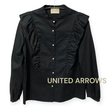 UNITED ARROWS 펄 모티브 프릴 블라우스 블랙