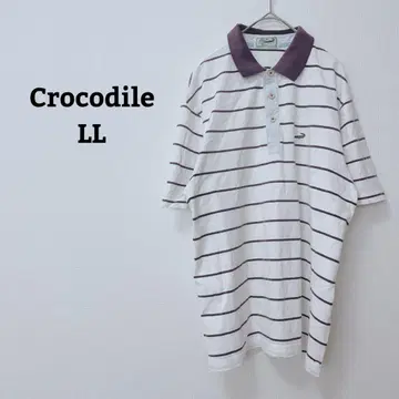 크로커다일 피케 셔츠 보더 원포인트 로고 자수 면 100 LL