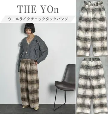 THE YOn 울라이크 체크 턱 팬츠 S