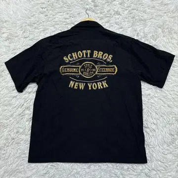 SCHOTT BROS. 블랙 반팔 셔츠
