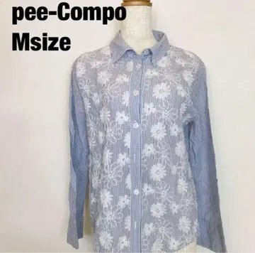 pee-Compo 피콤포 긴팔 셔츠 꽃무늬 스트라이프 패턴 A5