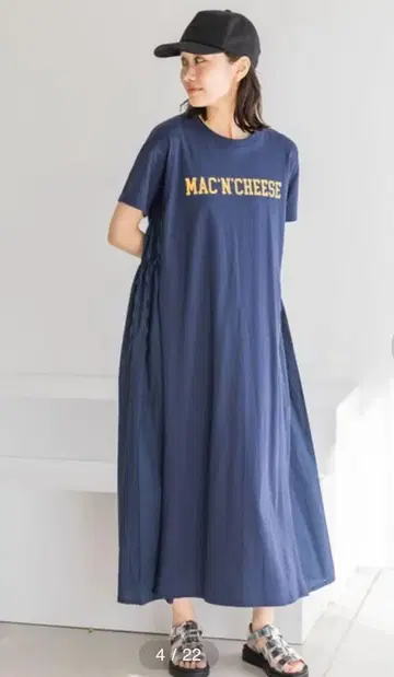 MAC'N'CHEESE 반팔 티셔츠 원피스 네이비