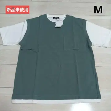 [새상품] BEAMS 페이크 레이어드 반팔 티셔츠 쿨 터치 그린 M