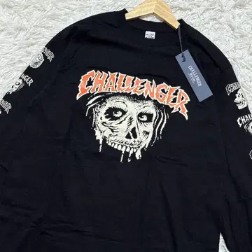 CHALLENGER 스컬 프린트 긴팔 티셔츠 블랙