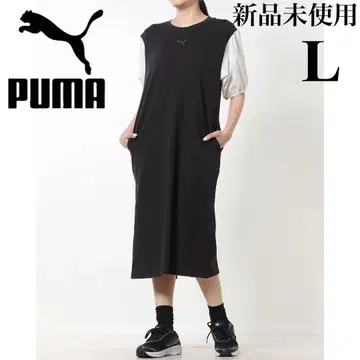새상품 푸마 원피스 패브릭 믹스 드레스 퍼프 슬리브 드레스 블랙