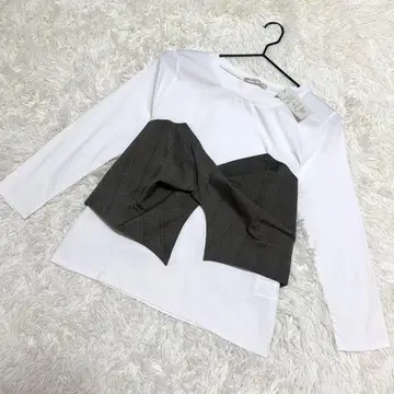 AIX LES BAINS 새상품 뷔스티에풍 도킹 체크 무늬 (M)
