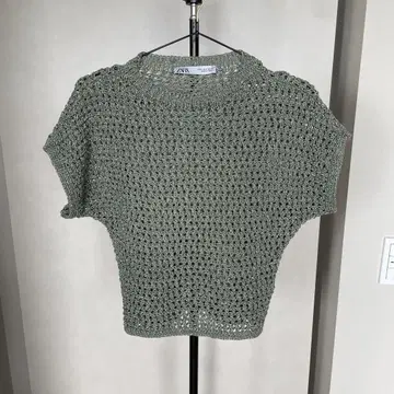 ZARA 시스루 니트 베스트 새상품급 올리브 그린