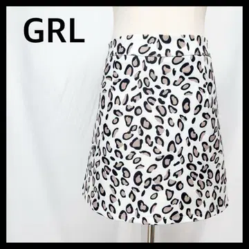 [미사용에 가까움] GRL 그레일 미니 스커트 레오파드 무늬 화이트 S