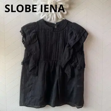 SLOBE IENA 24SS 라미 프릴 핀턱 블라우스 블랙 F